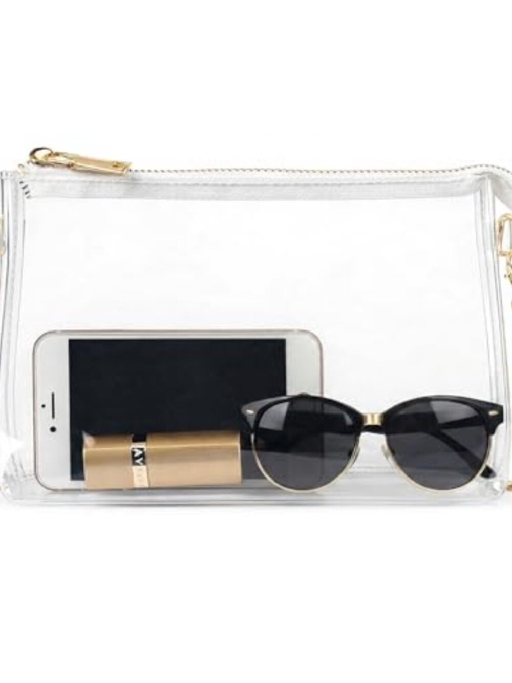 Clear Crossbody Bag Zipper Closure Stadium Approved PVC Purse